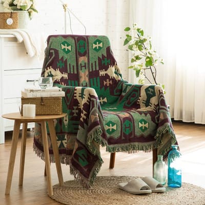 Retro Warme Bankhanddoek Europese Stof Bankstoel Deken Antislip Dubbelzijdig Bruikbare Bankhoes Jacquard Geometrie Bankhoes 90x150cm 1pcs