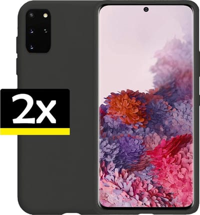 Hoesje - 2 Stuks - Geschikt voor Samsung Galaxy S20 Plus - Sterk & Shockproof - Case Siliconen - Back Cover - Telefoon Hoes - Telefoonhoesjes - Zwart