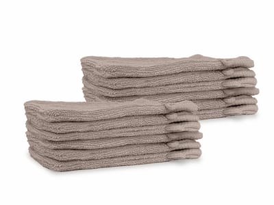 Eleganzzz Washandjes - Set van 12 - Washand 16x21cm - 420 gr/m2 - 100% Katoen - taupe