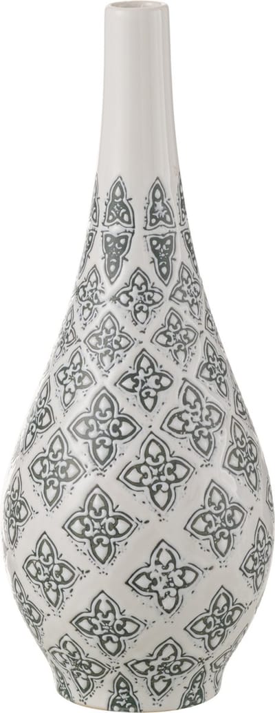 J-Line vaas Kousa Peer - porselein - blauw/wit - 43 cm hoog