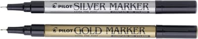 Set van 2 Permanente Markerpen Puntig Goud Zilver