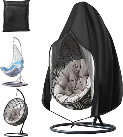 Hangstoelafdekking voor buiten, 210D Oxford-stof, afdekzeil met ritssluiting, trekkoord, waterdicht, UV-anti-winterbestendig, beschermhoes, tuinmeubelen voor hangstoel, Egg Swing Chair, 190 x115