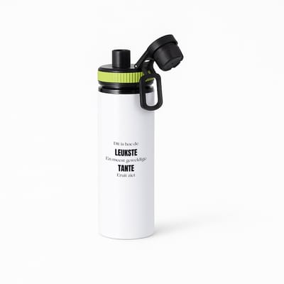 Hacebo® - dit is hoe de leukste en geweldige tanie uit ziet waterfles met draaidop groen - Tante - cadeau tante - cadeau - verjaardag tante - water fles - 850ML