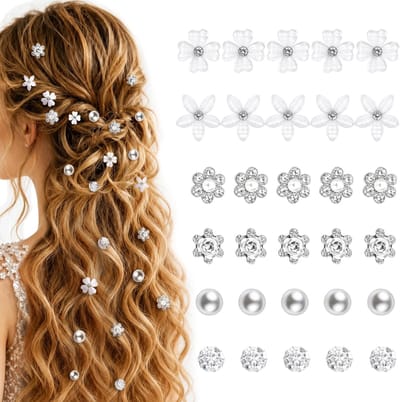 Dailygoods- Haarspelden 30 Stuks - Bloemenboeket/Haarspelden - Strass/Parels - Mini/Schattig - Voor Vrouwen/Meisjes - Dagelijks Gebruik - Haaraccessoires