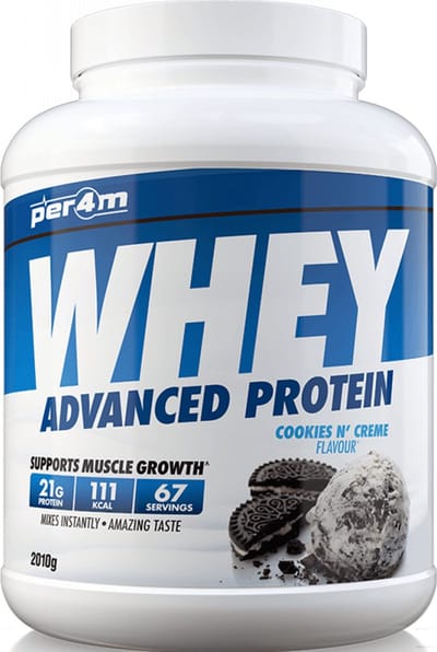 Per4m - Advanced Whey Protein - Cookies & Cream - Proteine poeder - Eiwit shake - Eiwitpoeder - 2.01kg - Whey Protein - Eiwitshakes - Whey Proteine - Protein - Proteine - Proteine Shake - Shake - Fitness - Krachttraining - Gym