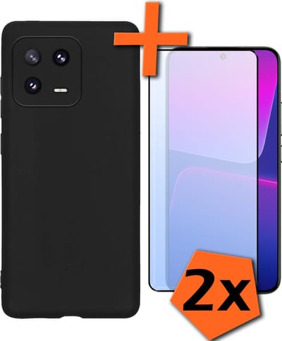 Hoes - Met 2x Screenprotector - Geschikt voor Xiaomi 13 Pro - Sterk & Shockproof - Back Cover - Siliconen Case - Telefoon Hoes - Zwart