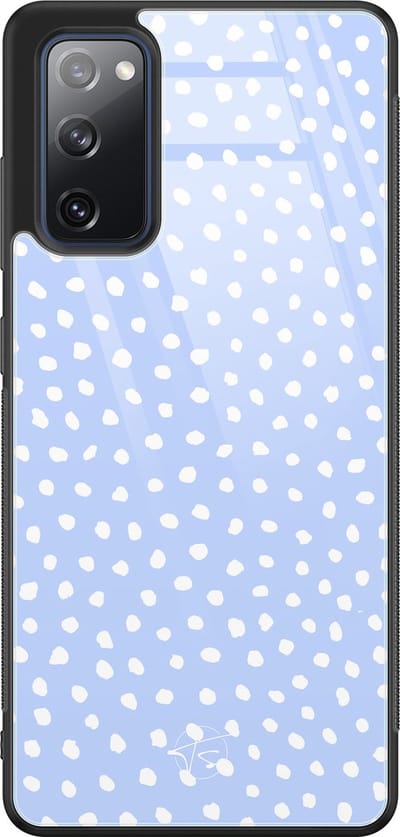 Hoesje geschikt voor Samsung Galaxy S20 FE - Paars lila stippen - Hard Case Zwart Back Cover - Gestipt - Paars - Mooie Telefoonhoesjes