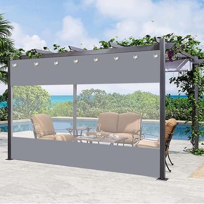 Zijpaneel Zeildoek - Waterdicht Dekzeil - Buiten Beschermen - Transparant PVC - 2.2x2.5m - Grijs