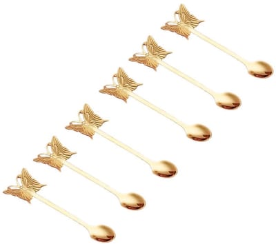 Gouden Papillon Dessertlepels - Theelepels – Set van 6 | Aulica | Vlinderdetail | RVS