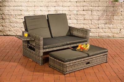 CLP Ancona - Loungebank - 5mm Poly-rotan grijs gevlekt antraciet