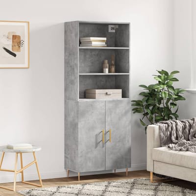 vidaXL - Hoge - kast - 69,5x34x180 - cm - bewerkt - hout - betongrijs