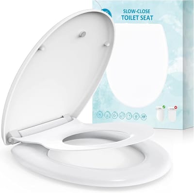 Universele Toiletbril - Gezinsbril O-vorm - Snelmontage Reiniging - Gedempte Sluiting Kinderzitje - 44 9 x 38 1 cm - Wit