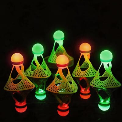 LED Badminton Ballen - Shuttles Veren - Avondspelletjes - Oplichtend in het donker - 6 stuks - Rood en Groen