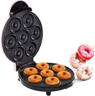 Donut Maker - Bakapparaat - Thuis Gebak Maken - Antiaanbaklaag - 21.5 x 26.6 cm - Roze