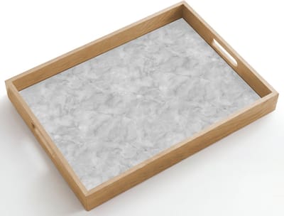 Dienblad hout 50x35 cm - Schootdienblad - Grijs - Marmer - Mat - Borrelplank rechthoek - Plateau dienbladen