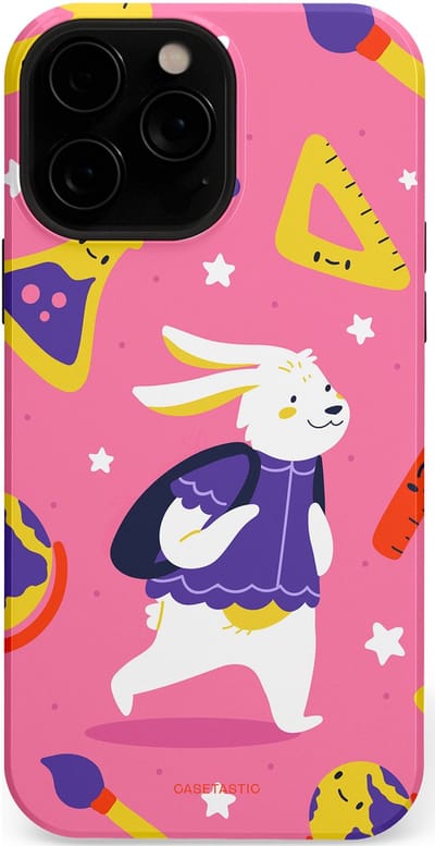 Casetastic hoesje geschikt voor Apple iPhone 13 Pro - MagSafe - Dubbellaagse bescherming - Slimme konijnensprongen - Fashion Case - Koraal Geel Roze