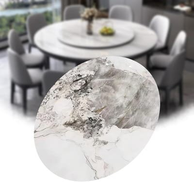 Draaiplateau - Dienblad - Tafel serveren - Steen met structuur - 80 cm - Zwart-wit