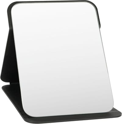 Opvouwbare Make-up Spiegel met Verstelbare Stand, Draagbare Reis Spiegel van PU Leer, Groot Formaat 20 x 15.5 cm, Ideaal voor Thuis en Op Reis