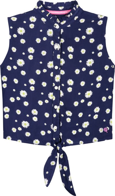 Quapi blouse korte mouwen Anisa blauwe bloemenprint - maat 92