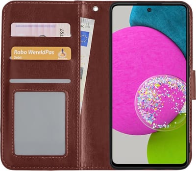 Hoesje Met Pasjeshouder - Geschikt voor Samsung Galaxy A52s 5G - Luxe Bookcase Portemonee - Flip Case - Kunstleer Book Case - Flipcase - Book Cover - Walletcase - Portemonneehoes - Bruin