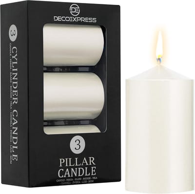 Set van 3 Rustieke Pijlerkaarsen - Lange Brandduur 30 Uur - Metallic Kleuren - Ongeparfumeerd Decoratief