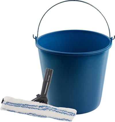 Raamwassen combi van raamwisser en dweil 35 cm met een water/schoonmaak emmer van 16 liter