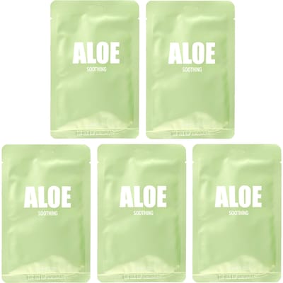 Lapcos, Aloe Soothing Sheet Mask Set, 5 sheets, 33 ml (1.11 fl oz) each