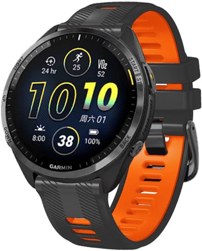 Stravo 22mm Siliconen Horlogebandje Bandje voor Garmin Forerunner 970 / Forerunner 965 (solar) / Forerunner 955 (solar) / Forerunner 945 / Forerunner 935 / Descent G1 / Descent G2 / Fenix 6 – Inclusief montage- en demontagetool - Grijs / oranje