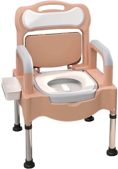 Draagbare Toiletstoel - Bedcommode Hulpmiddel - Thuiszorg Mobiliteit - In Hoogte Verstelbaar - 54x50x83 cm - Kaki