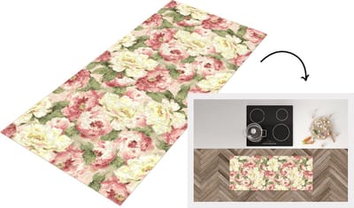 Keukenloper - Loper keuken - Rozen - Vintage - Patronen - 120x50 cm - Keukenloper vinyl