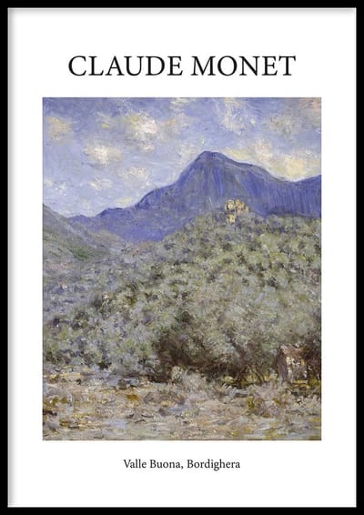 Poster Valle Buona - 30x40 cm - Vintage poster - Geschilderd door Claude Monet - Schilderkunst - Beroemde Schilder - Exclusief fotolijst - WALLLL