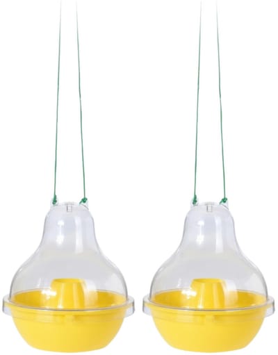 Wespenvangers / wespenval - 2x - geel - 20 cm - camping - tuin - wespen / hoornaars