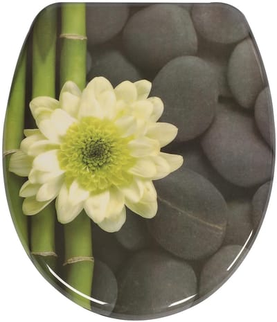 Namajunas - WC-brillen - Wc bril softclose - Toilet bril - Universele vorm WC Bril - Duroplast - Antibacterieel - Chrysant Bamboe - Met Deksel - RVS Bevestiging - Easy Clean - Snelle montage en demontage - Inclusief Bevestigingsmateriaal