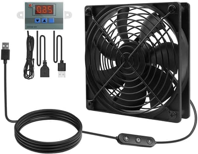 120mm Koelventilator met Digitale Temperatuurregelaar, 10 Instelbare Snelheden, Geluidsloze Afvoerventilator voor Computer en Huisgebruik