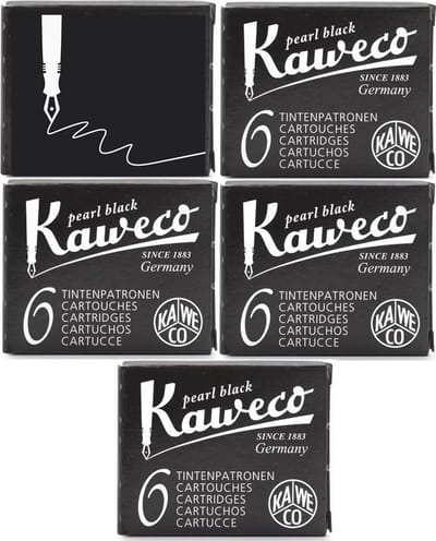 Kaweco Vulpen vullingen 5 doosjes Zwart, Pearl Black