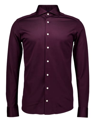 Eton Filo Di Scozia Knit Shirt Lange Mouw Overhemden Bordeaux 100014987