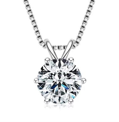 Selevie Ketting Zilver met ronde Moissanite hanger 3.ct