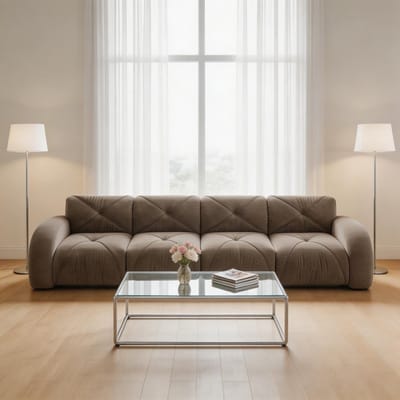 Komhtom - Frame-loze extra grote modulaire vierzitsbank - van comfortabele chenille stof - antislip ontwerp en geen montage nodig - geschikt voor de woonkamer - bruin