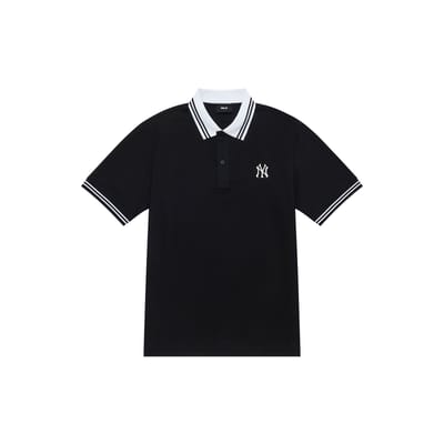 MLB New York Yankees Classique Rayé Color Block Logo Décontracté Sport Manches Courtes Refroidissant Protection Solaire Polo Unisexe Polos 3APQB0243-50BKS XS white
