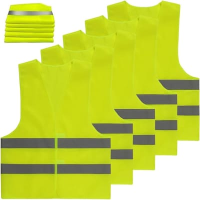 Set van 5 XXL Neon Gele Veiligheidsvesten met Reflecterende Strepen - 360° Reflecterend Veiligheidsvest voor Auto's en Werkers, Ideaal voor Verkeersveiligheid en Bouwactiviteiten