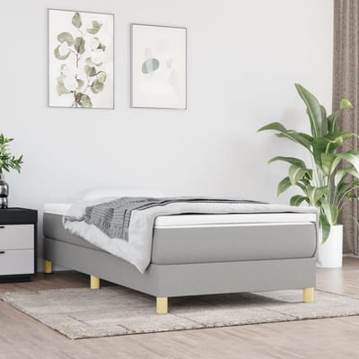 vidaXL - Boxspring - bed - 90x200 - cm - stof - lichtgrijs