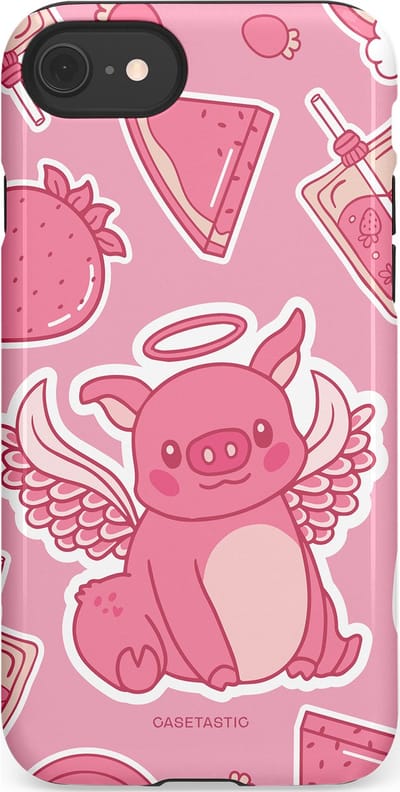Casetastic Hoesje Geschikt voor Apple iPhone 7/8/SE - Stijlvolle Beschermende Duo-layer Case - Varken vleugels