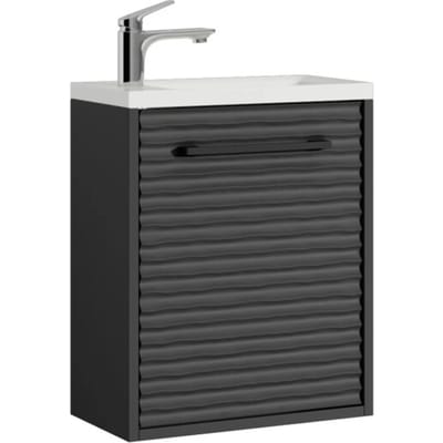 Badplaats Toiletmeubel Etna 40 x 22 cm – Mat Zwart – Fonteinmeubel met Wastafel