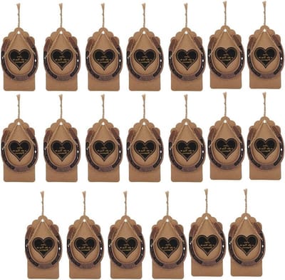 20 Stuks Vintage Geluks Hoornaars Trouwen Bedankjes voor Gasten, Metaal Decor met Kraft Cadeaukaarten voor Een Rustieke Bruiloft en Verjaardag