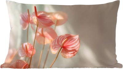 Sierkussens - Kussentjes Woonkamer - 60x40 cm - Bloemen - Stelen - Roze - Schaduw