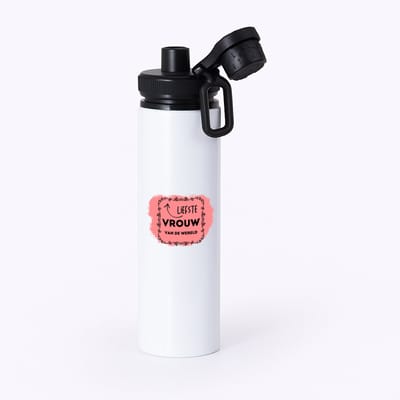 Hacebo® - liefste vrouw van de wereld waterfles met draaidop zwart - Vriend/vriendin - de liefste vrouw - valentijnsdag - verjaardag - cadeautje voor vriendin - kado - geschenk - water fles - 850ML