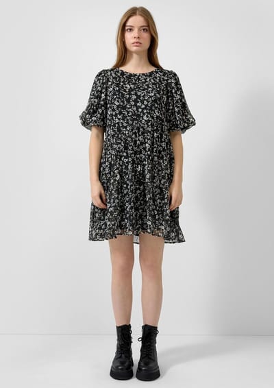 Bloemig geprinte blousejurk met pofmouwen voor vrouw QS