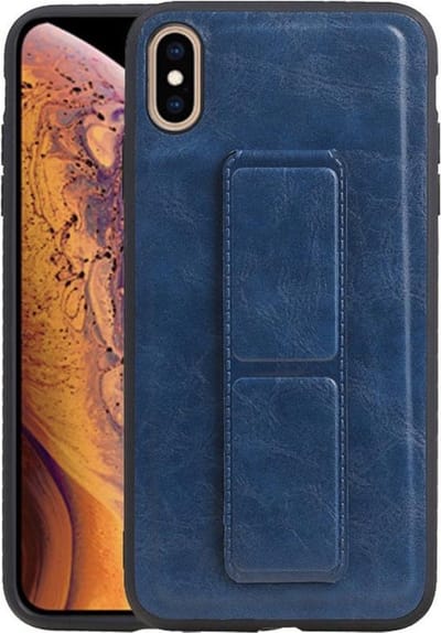 Grip Stand Hardcase Backcover - Telefoonhoesje - Achterkant Hoesje - Geschikt voor iPhone XS Max - Blauw