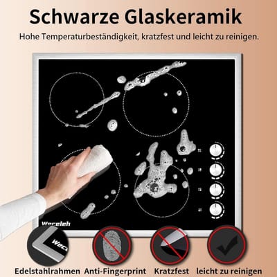 Keramische Kookplaat - Elektrische Kookplaat - Thuis Koken - 7 Vermogensniveaus - 60 cm - Zwart