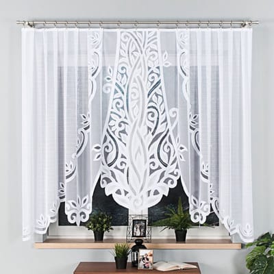Markizeta POLA Serie - Jacquard Vitrage - 300x160 cm - Arch Vorm - Bladeren Motief